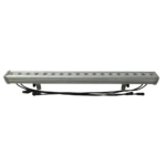 bar LED IP68 DMX : Détail de la sortie de câblage DMX et alimentation avec connecteurs spéciaux pour étanchéité totale IP68.