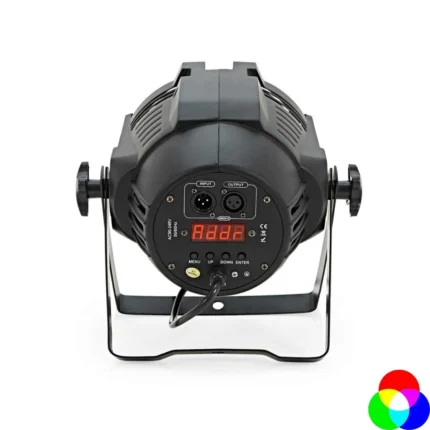 PAR LED 54×3W 3in1 RGB — panneau arrière et connectiques DMX