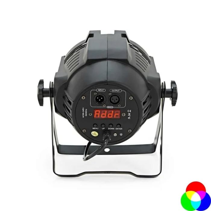 PAR LED 54×3W 3in1 RGB — panneau arrière et connectiques DMX