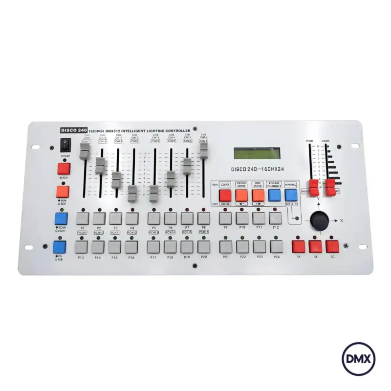 Console DMX 240 vue de dessus avec molettes Pan/Tilt au Maroc