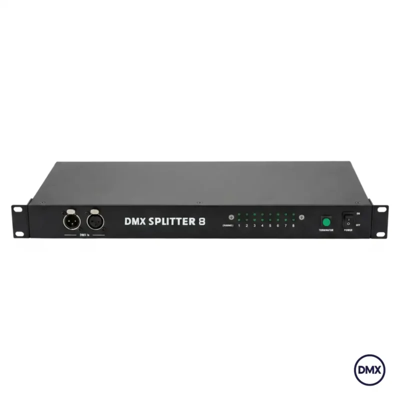 Répartiteur Splitter DMX 8 Canaux Rackable 19 pouces Maroc- Vue de face - ledaudiopro.ma