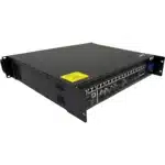 Connectique arrière du NovaStar VX2000 Pro en perspective : ports Ethernet, cages fibre optique, RS232 et alimentation